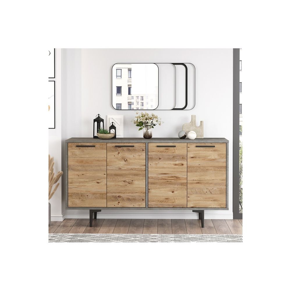 Aparador Moderno Color Cambria-Cemento con 4 Puertas