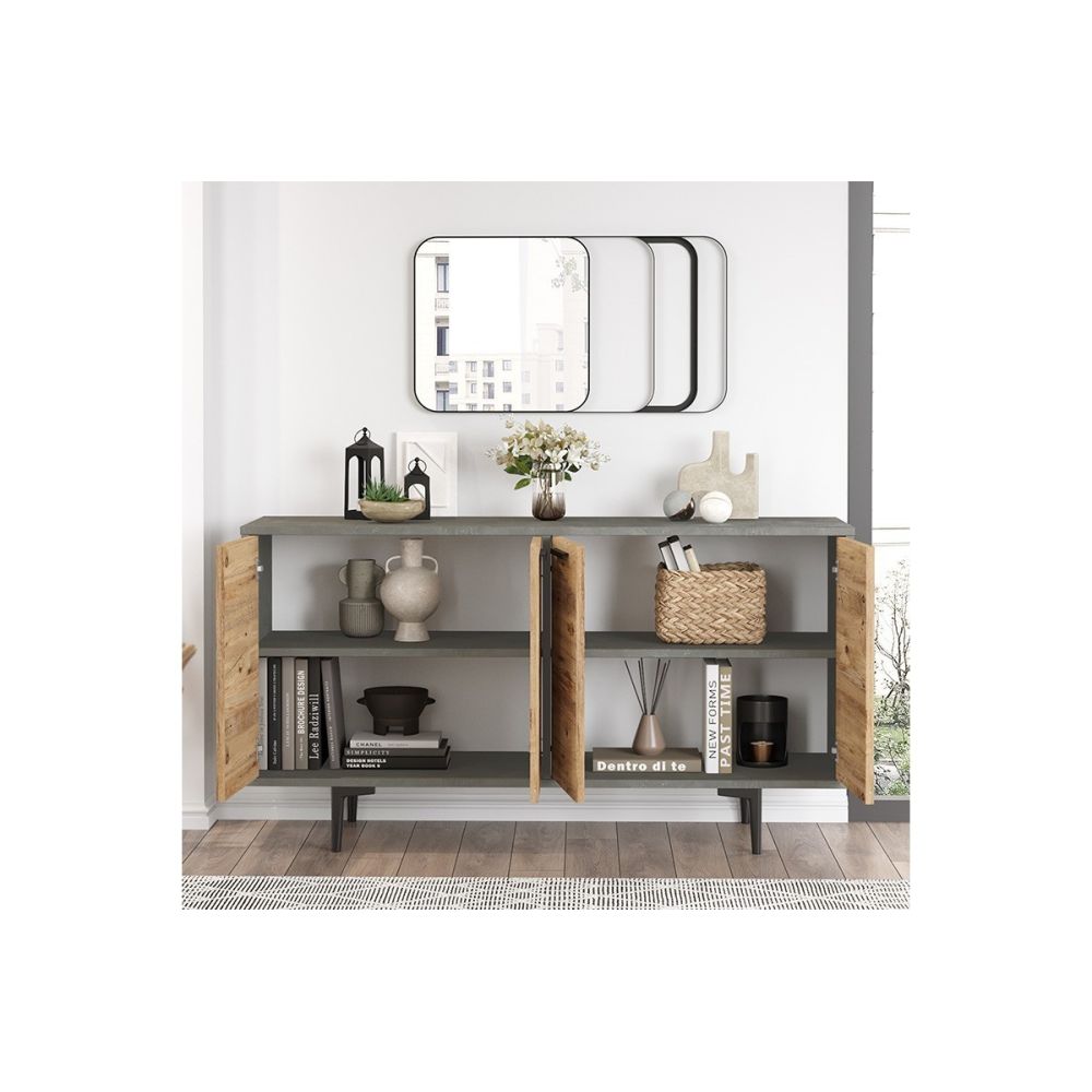 Aparador Moderno Color Cambria-Cemento con 4 Puertas