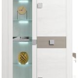 Mueble de Salón Moderno con Leds, Acabado en Andersen Pino -Gris, 40 cm (Fon), 300x200 cm
