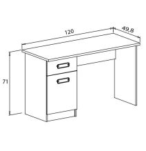 Mesa de Estudio, Escritorio con 2 Cajones, Mesa de Ordenador, Acabado en Color Blanco y Natural 70.8 x 120 x 49.8 cm