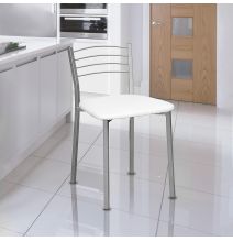 Pack de 4 Sillas de Cocina – Metálicas en Acabado Gris y Blanco, Medidas: 40 cm x 41 cm x 63 cm