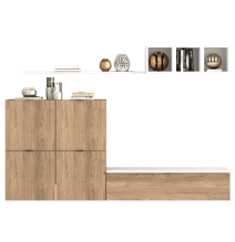 Meyvaser Mueble de salón y TV Conjunto muebles de salón apilable 245 Cm Ancho Color Madera y Blanco