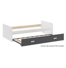 Cama Nido de Melamina Color Andersen y Grafito – Ancho 194,4 cm x Fondo 98 cm x Alto 58 cm, Ideal para Habitaciones Juveniles.
