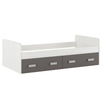 Cama Nido con 2 Cajones de Almacenaje – Blanco Veteado y Grafito, 194,4 cm Largo x 98 cm Ancho x 58 cm Alto