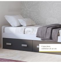 Cama Nido con 2 Cajones de Almacenaje – Blanco Veteado y Grafito, 194,4 cm Largo x 98 cm Ancho x 58 cm Alto