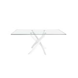 Mesa de Comedor Fija, Tapa de Cristal y Patas Metálicas